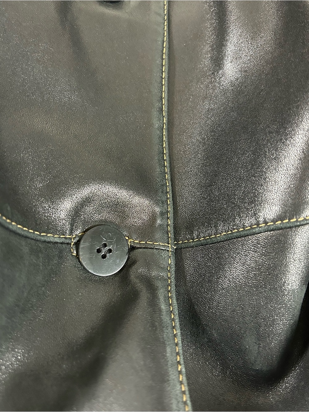 Talbots Black Genuine Leather Button-Front Women's Coat - Picture 3 of 13